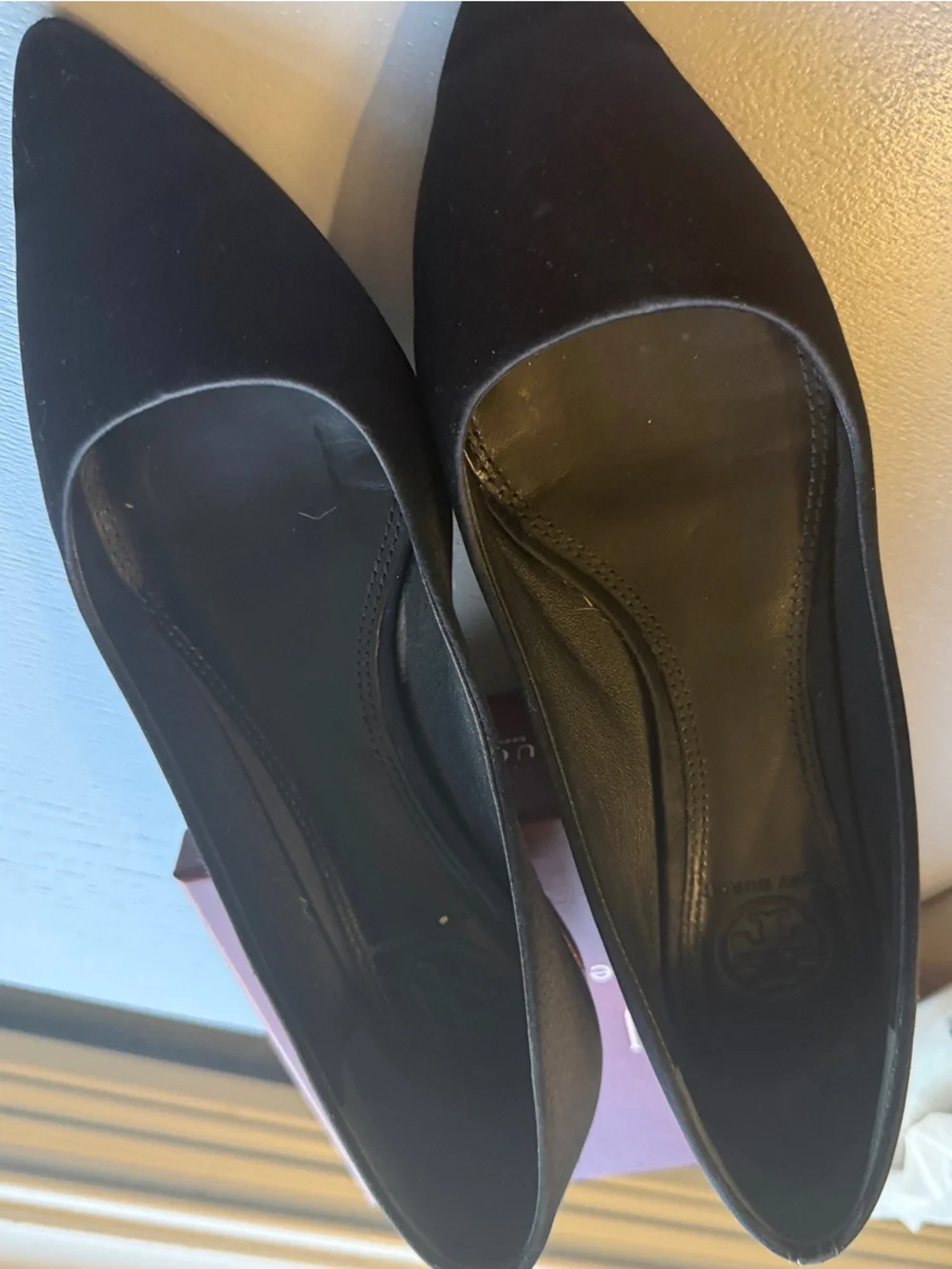Tory Burch Black Flats with Gold Heel Trim